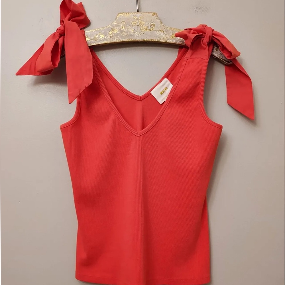 Anthropologie Maeve Bow Tie Ribbed Tank Size XS Red Orange